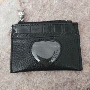 Brighton Black Pebbled Leather Heart ID Mini Coin Wallet